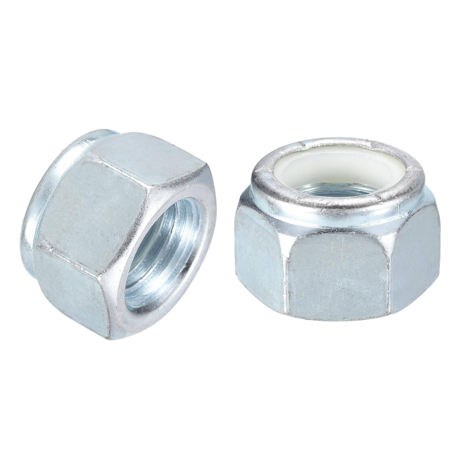 QUARKZMAN 50Pcsess Tuerca Seguridad Acero Blanco Y Blanco | Con Insertos Nylon, Con Insertos Nylon 1"-8, Fijadores Industriales