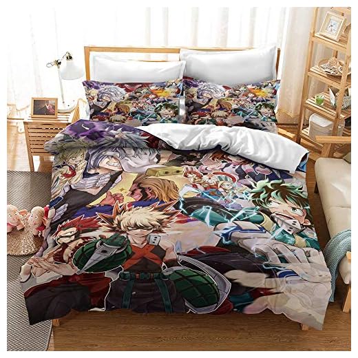 CHAOSE-ESB Juego De Cama De 3 Piezas, 120 Hilos, Funda Nórdica My Hero Academia, Funda De Almohada De Microfibra 2 para Otoño Invierno (héroe 06,(150x200cm)-Cama de 90)