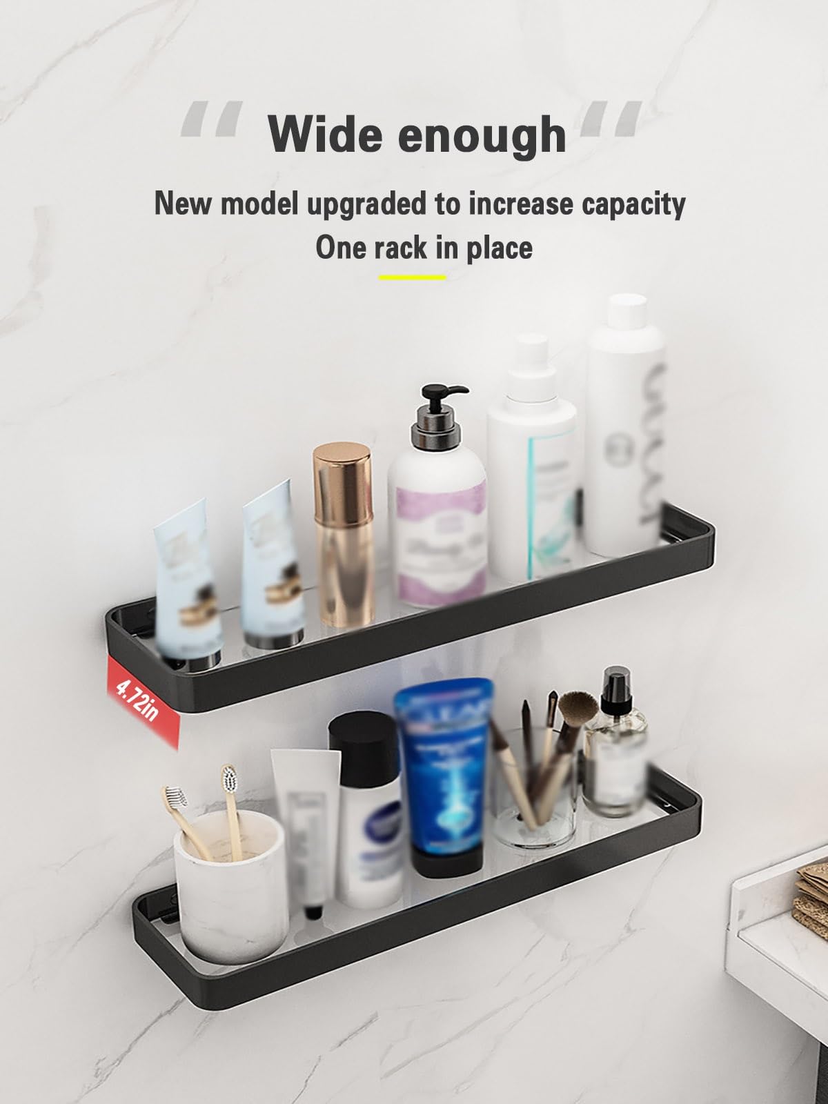 Glas Badezimmer Regale, Schwarzes Badezimmer Schwebende Regal, Wandregal Für Badezimmer Veranstalter, Hängende Container Badezimmer, Aluminium Lagerung Ledge