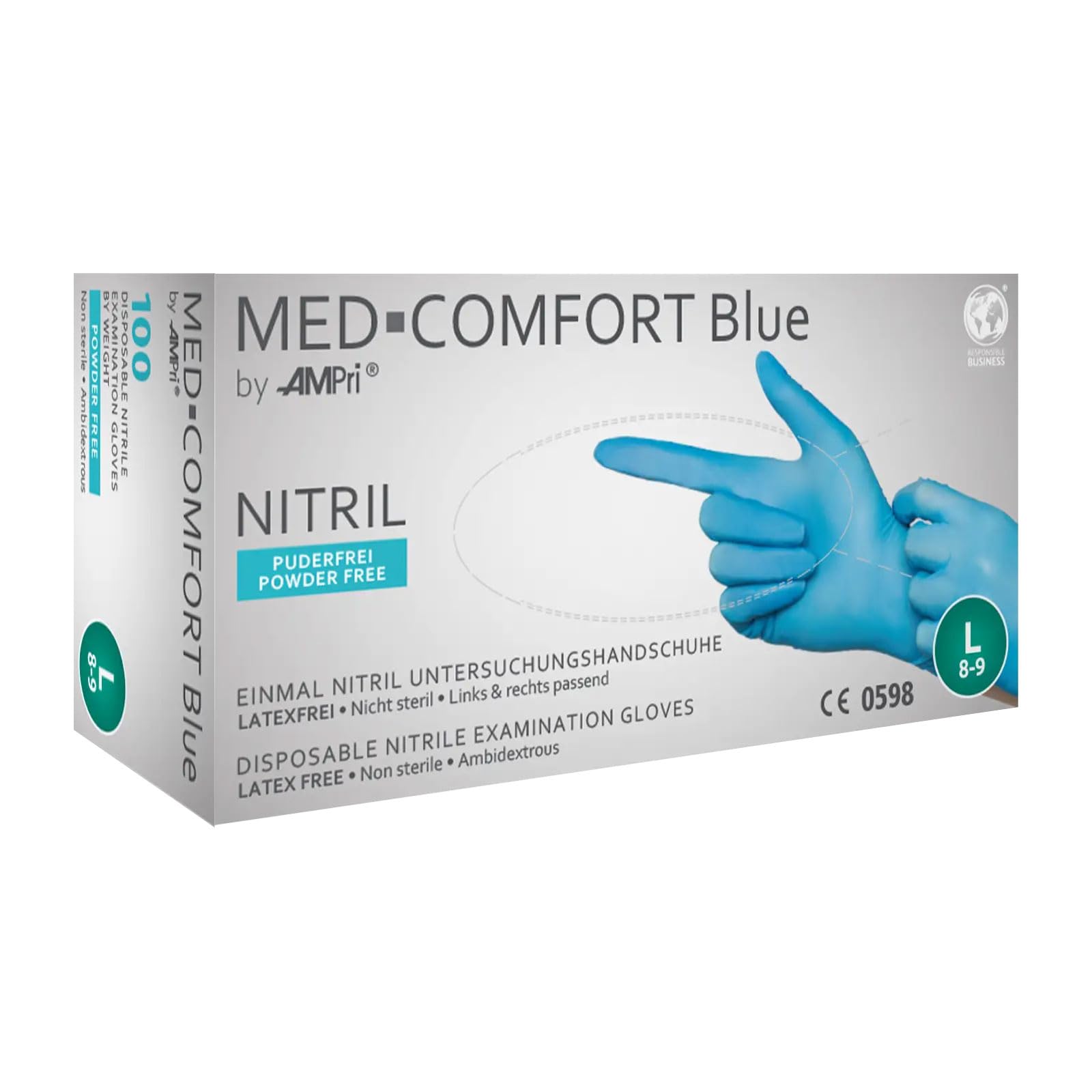 Gants nitrile eN420 eN455–eN374, en nitrile non-poudrés taille xL compatible u.links, dROITE