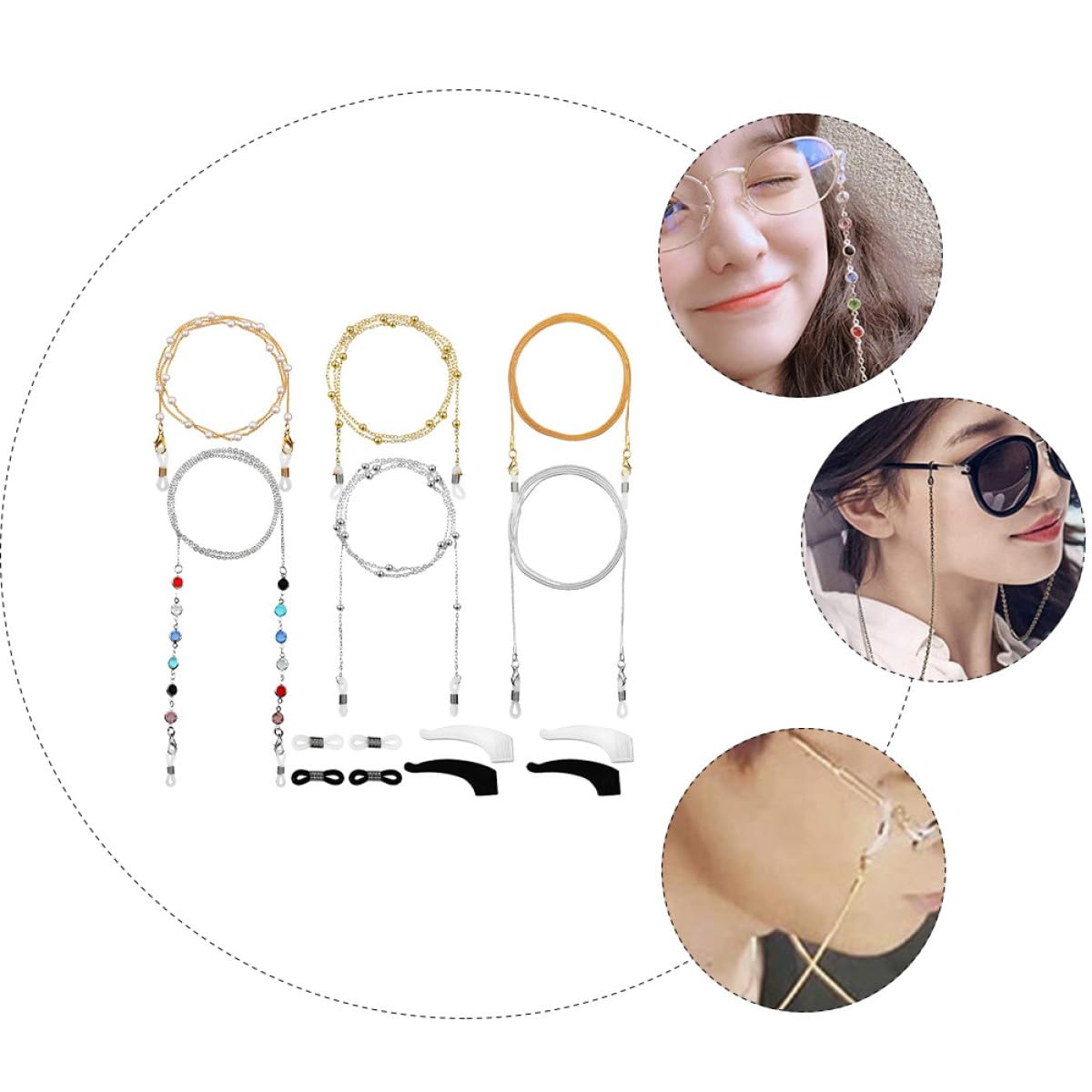 BESTYASH Cadena De Máscara De Cadena Para Gafas Elegantes Decoraciones De Gafas Cordones Para Anteojos Anti-perdida Cuerdas Antipérdida Para Gafas Cuerdas Para Anteojos La Cadena