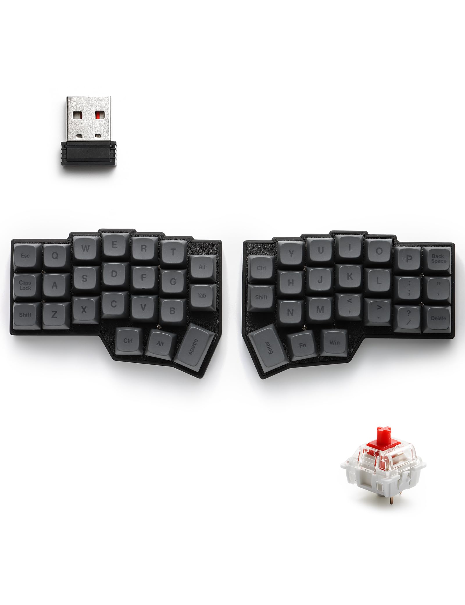 YIVU CORNE V4 ワイヤレス スプリット メカニカル キーボード ホットスワップ対応 プリリニア赤軸 スムーズな感触 QMK/VIAL キー再マッピング対応 40% レイアウト 46 キー PBT キーキャップ 3*6 直交レイアウト エルゴノミック キーボード