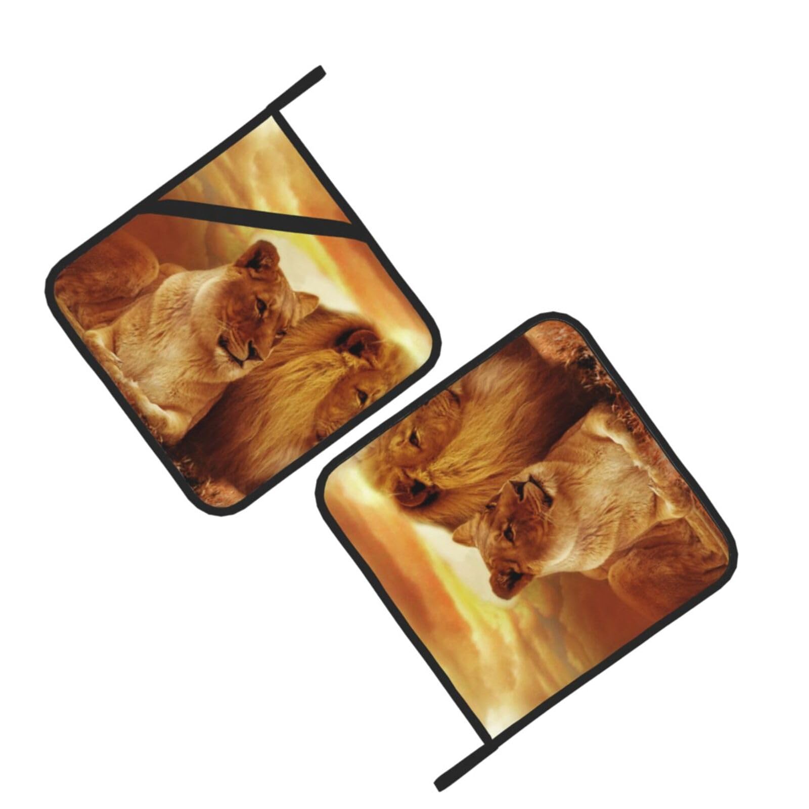 African Lion and Lioness Printed Oven Pot Holders Set of 2 Pcs Heat Resistant Kitchen Microwave Potholders for Cooking Baking Grilling