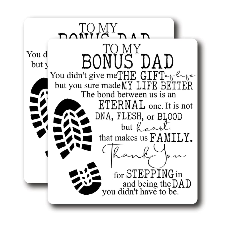 Bonus Dad Stepdad Sweet Gift Idea Premium Quality Laminated Vinyl Stickers 2-Pack | 5-Inch on Widest Side FHJ026