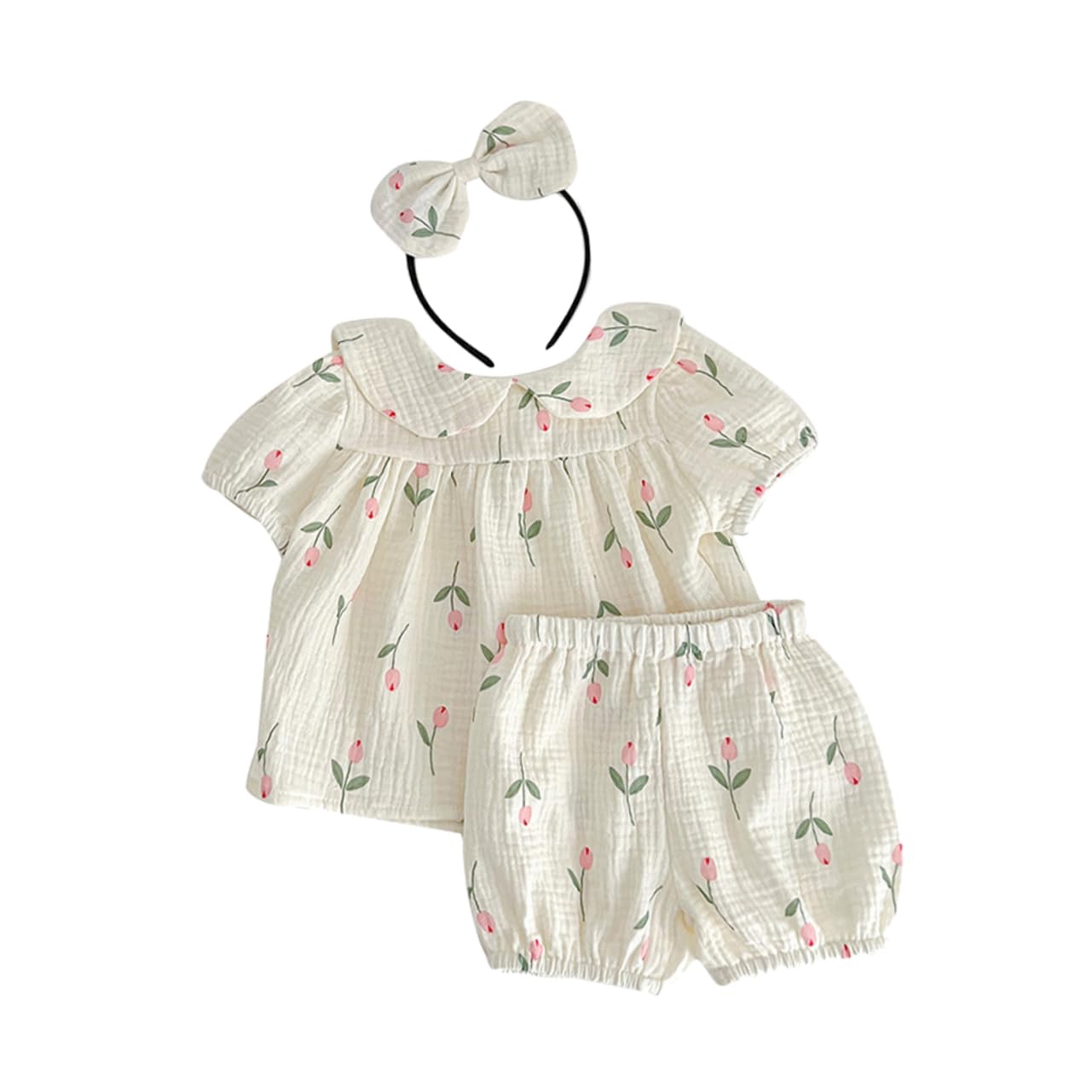 FRCOLOR Girl Newborn Outfit Short Sleeve Summer Clothes Cotton Diaper Crawler Toddler Outfits Essential Newborn Garment