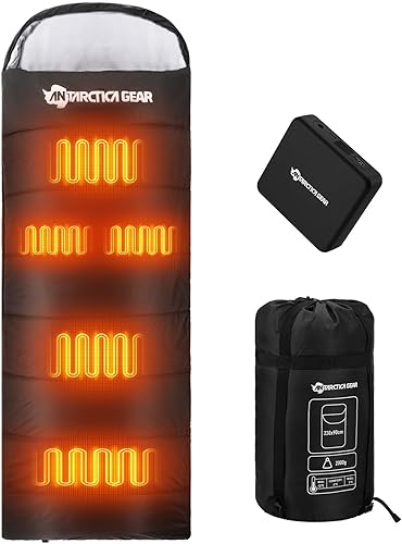 Antarctica Gear - Saco de dormir con calefacción, 5 unidades de zonas de calefacción, con batería de 16000 mAh, 12 V, 3 niveles de calefacción