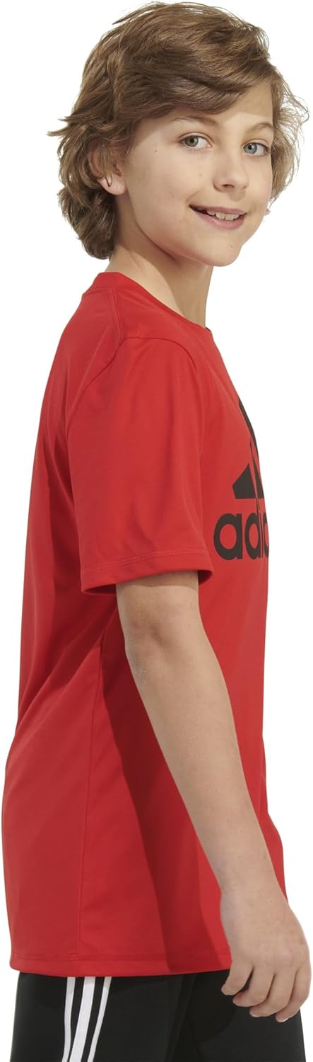 adidas boys Short Sleeve Aeroready Performance Logo Tee T-shirt T Shirt, Scarlet, Medium US - Image 4