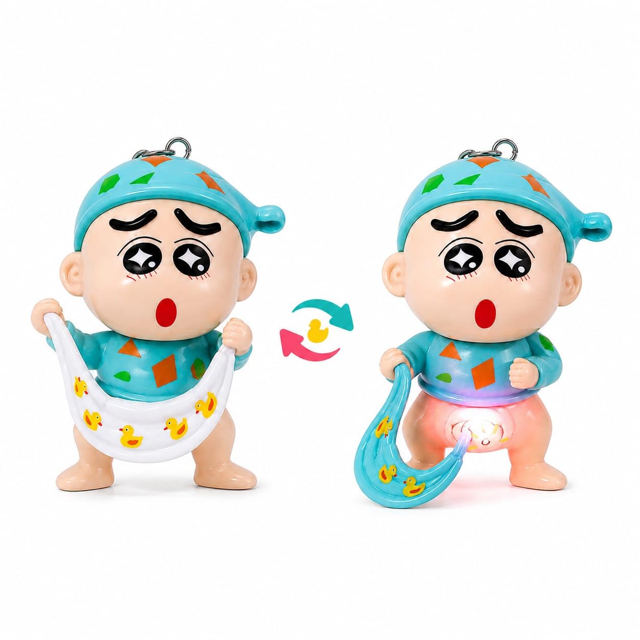 Shin-chan Light & Sound Keychain with Moveable Towel | LED Glowing Cartoon Keychain Toy | Cute Bag Charm & Key Ring Accessory for Kids & Adults (Shin-chan)-image-23