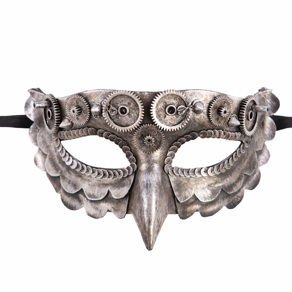 CARNIVAL Toys 1762 Steampunk Owl Mask, Brown, One Size