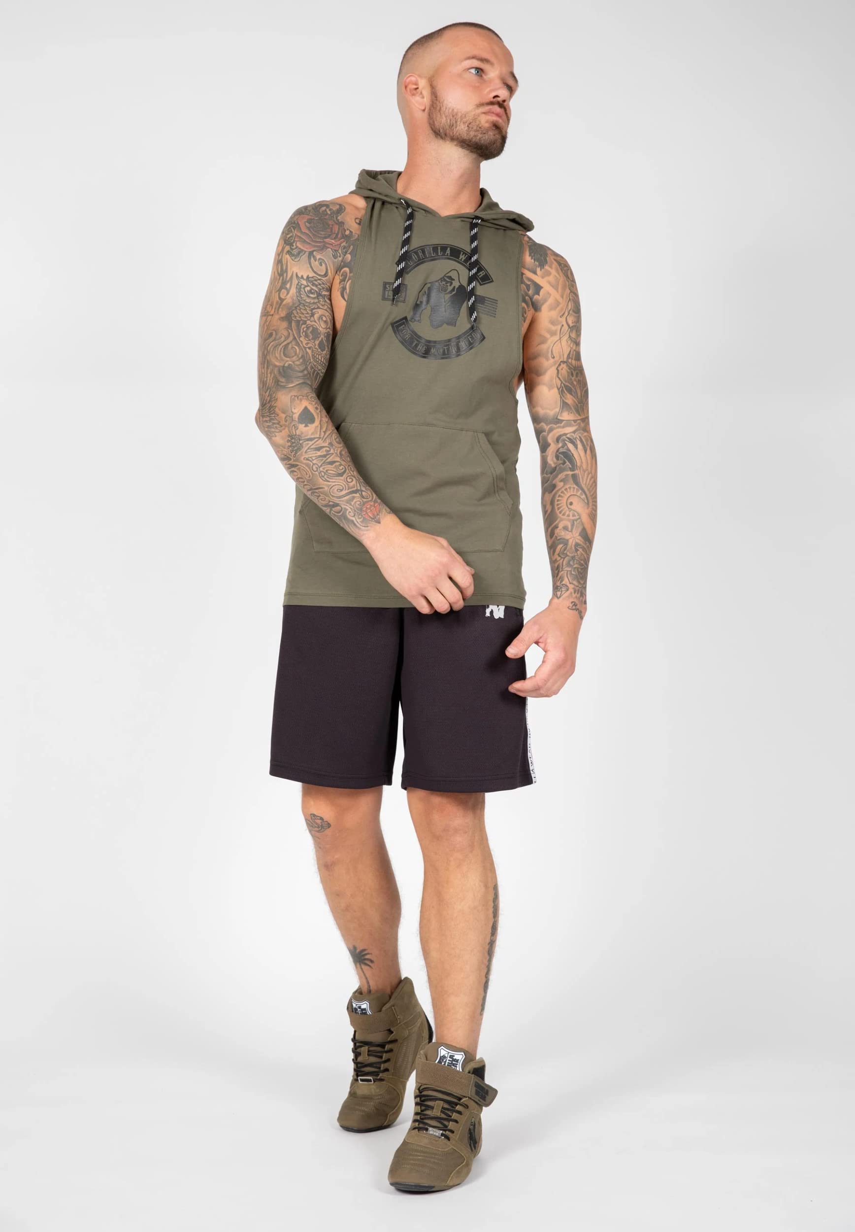 Gorilla Wear Herren Tanktop mit Kapuze - Lawrence - Dunkelgrün T-Shirt