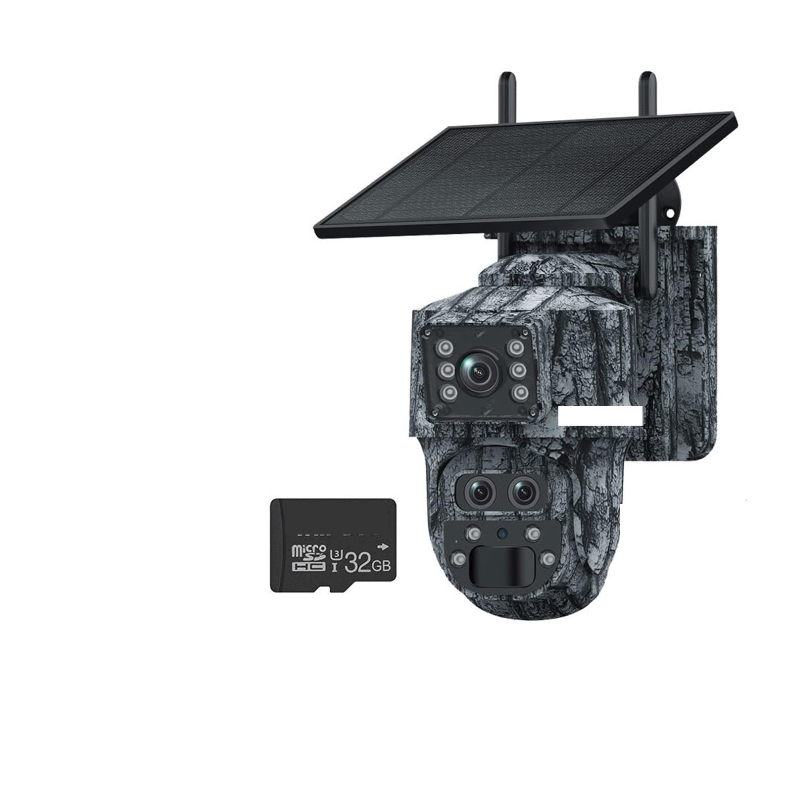 Oshpmbdlyfj 12Mp 4G 32Gb Solar Camera Outdoor 12Mp 6K Dual Screen Wifi / 4G Sim Monitor Ip66 Pir Human Detection Security Camera Camouflage Forest(12Mp 4G 32Gb)