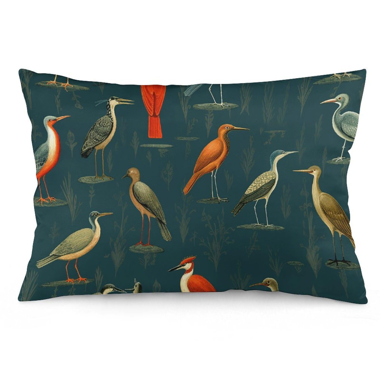 2 Pack Pillow Cases for Hair and Skin, Soft Breathable Pillow Case Covers with Hidden Zipper, Red and White Bird Pillowcase 20"x30" Pillow Covers for Sleeping Gift