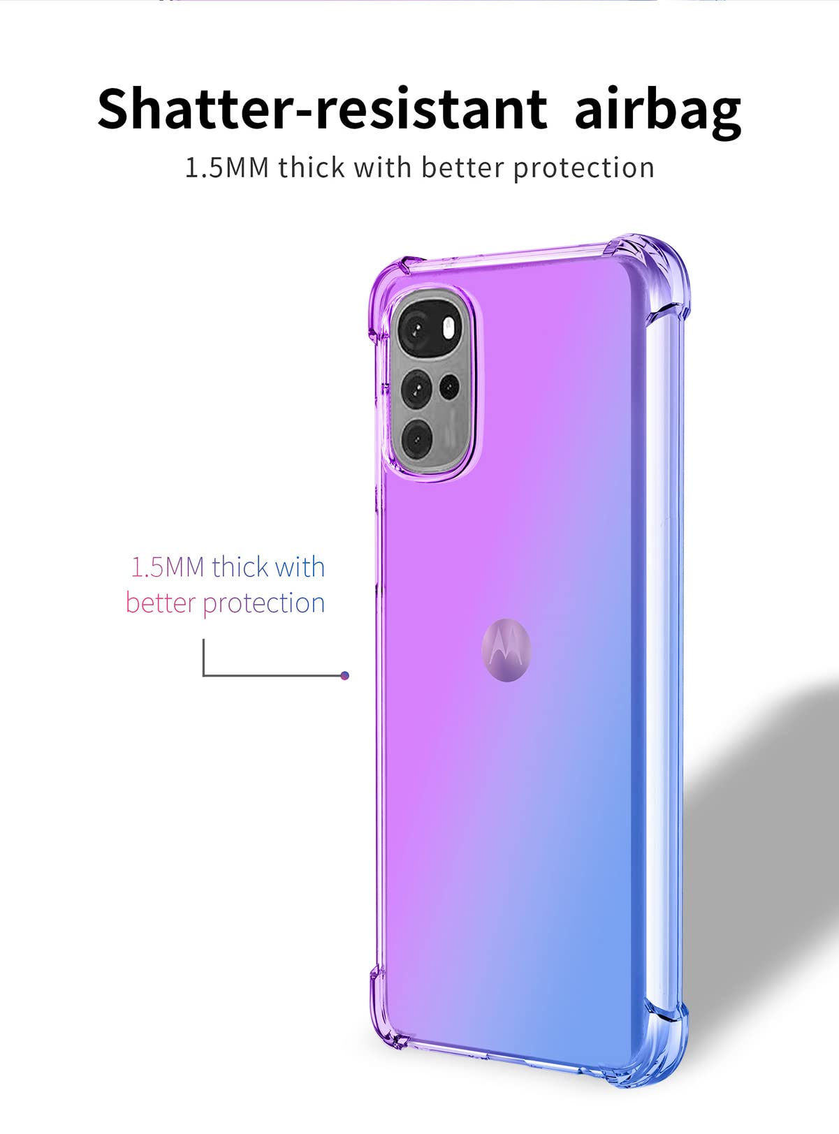 JIAFEI Cover Per Motorola Moto G22 - Custodia Morbida TPU + PC Con Effetto Sfumato Blu, Antiurto E Antipolvere