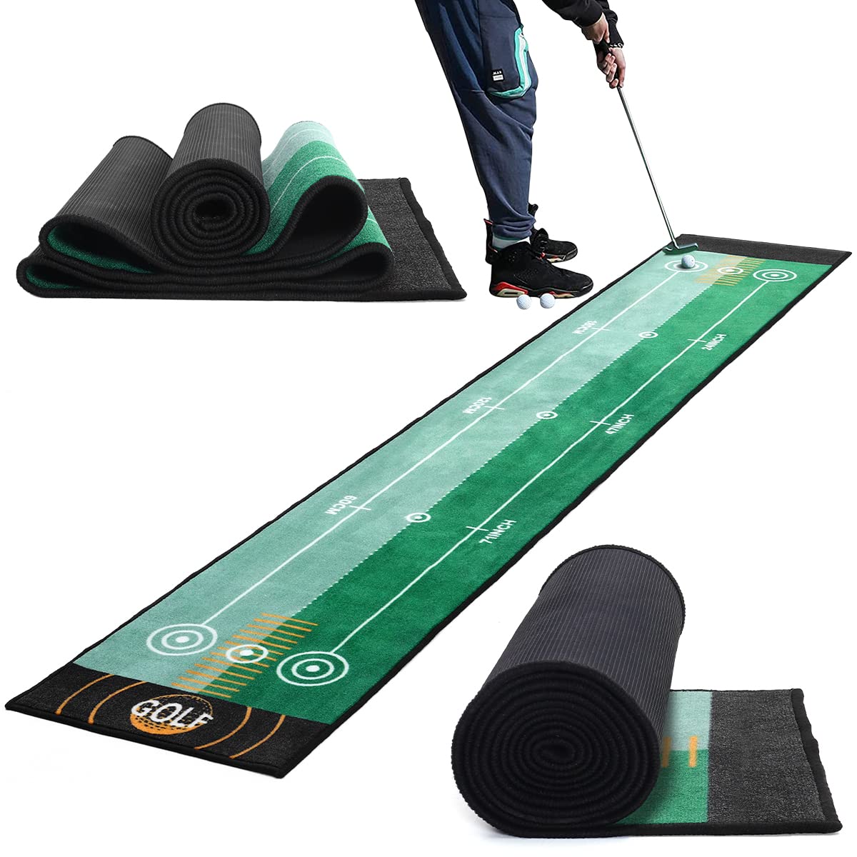 Warmiehomy Golf Mat, Putting Mat, Golf Putting Mat with Non Slip 300cm X 50cm Putting Mat Indoor Outdoor Golf for Home, Garden, Office, Model C