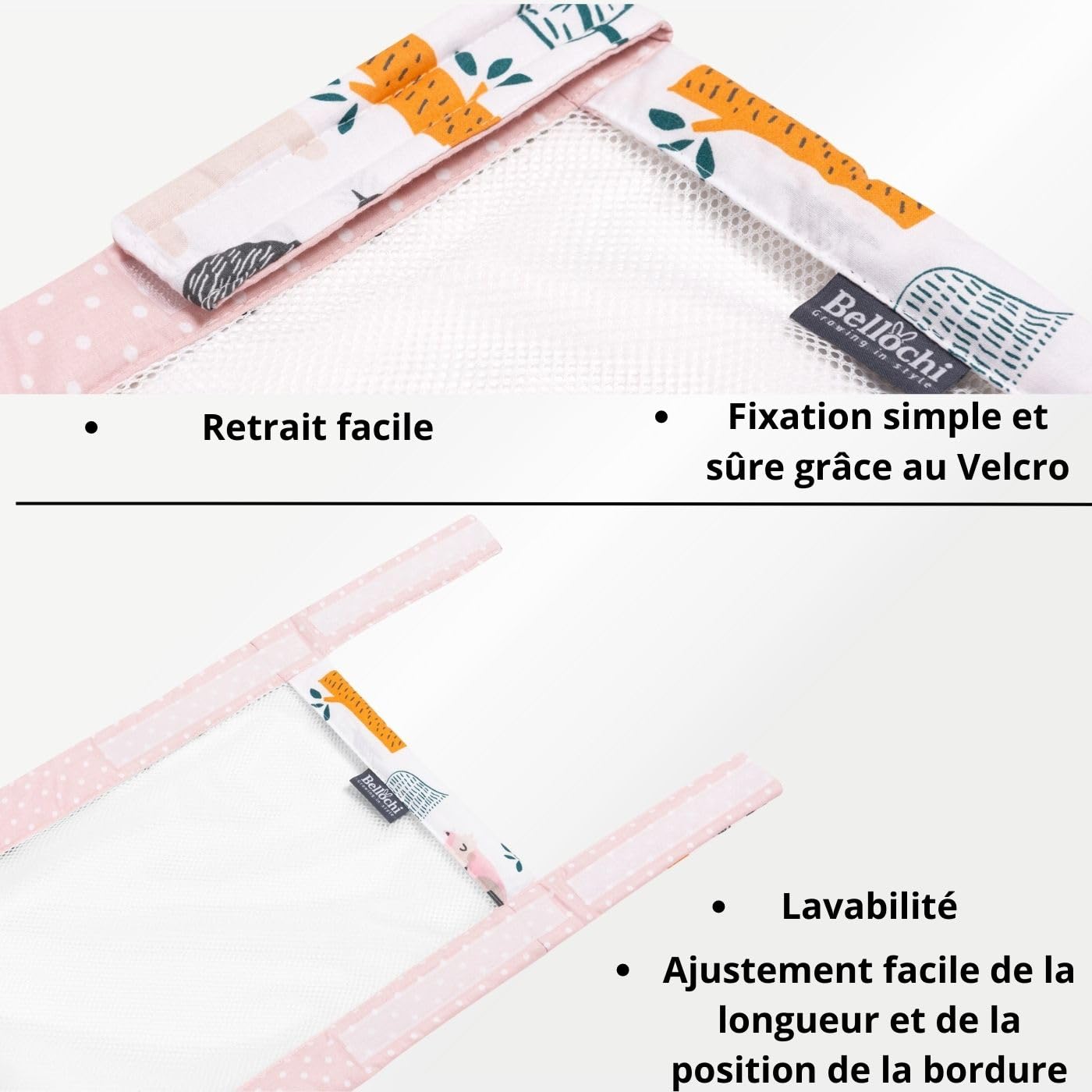 Bellochi Tour de Lit Bébé 360x30 cm - Tour de Lit Souple Universel - Réversible Contour de Lit Bébé pour Un Matelas 120x60 cm - 4Rest