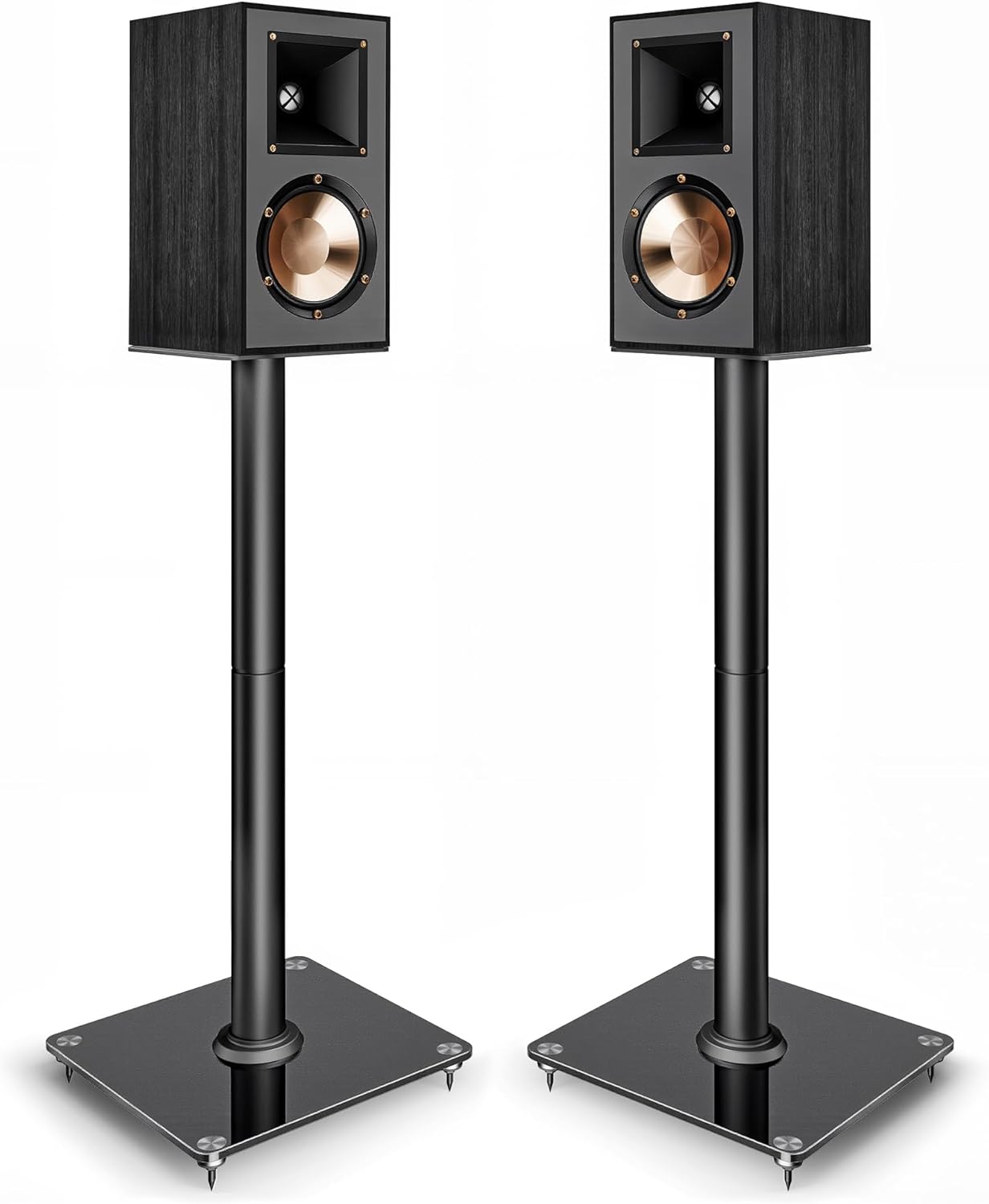 PEGZONE Speaker Stands Pair for Surround Sound,55 LBS Capacity,30.1 inch Floor Bookshlef Speaker Stands,Cable Management,Large Base,1 Pair,Black