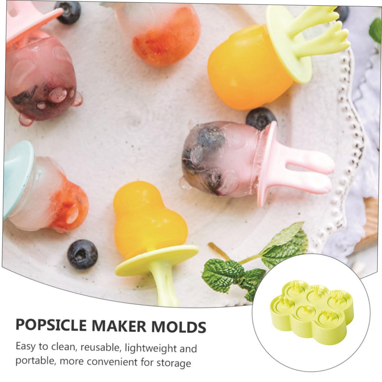 Moules à Glace en Silicone, Lot de 4 Sets de Sets, Forme Animal