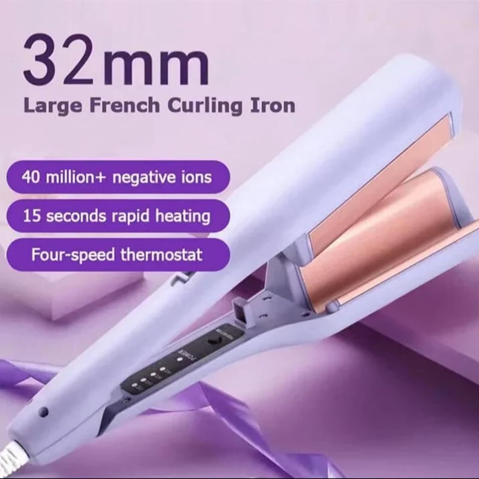 Curluxe French Curls Iron, Curluxe Create Frizz-Free French Curls Effortlessly Curling Irons, French Wave Curling Irons, 15-Second Heat-Up, Four Settings, Travel Curling Iron