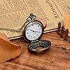 Vicloon Modern Vintage Quartz Pocket Watch with Chain, Roman Numerals - Stylish for Birthday, Anniversary, Christmas, Father's Day (Bronze) #5