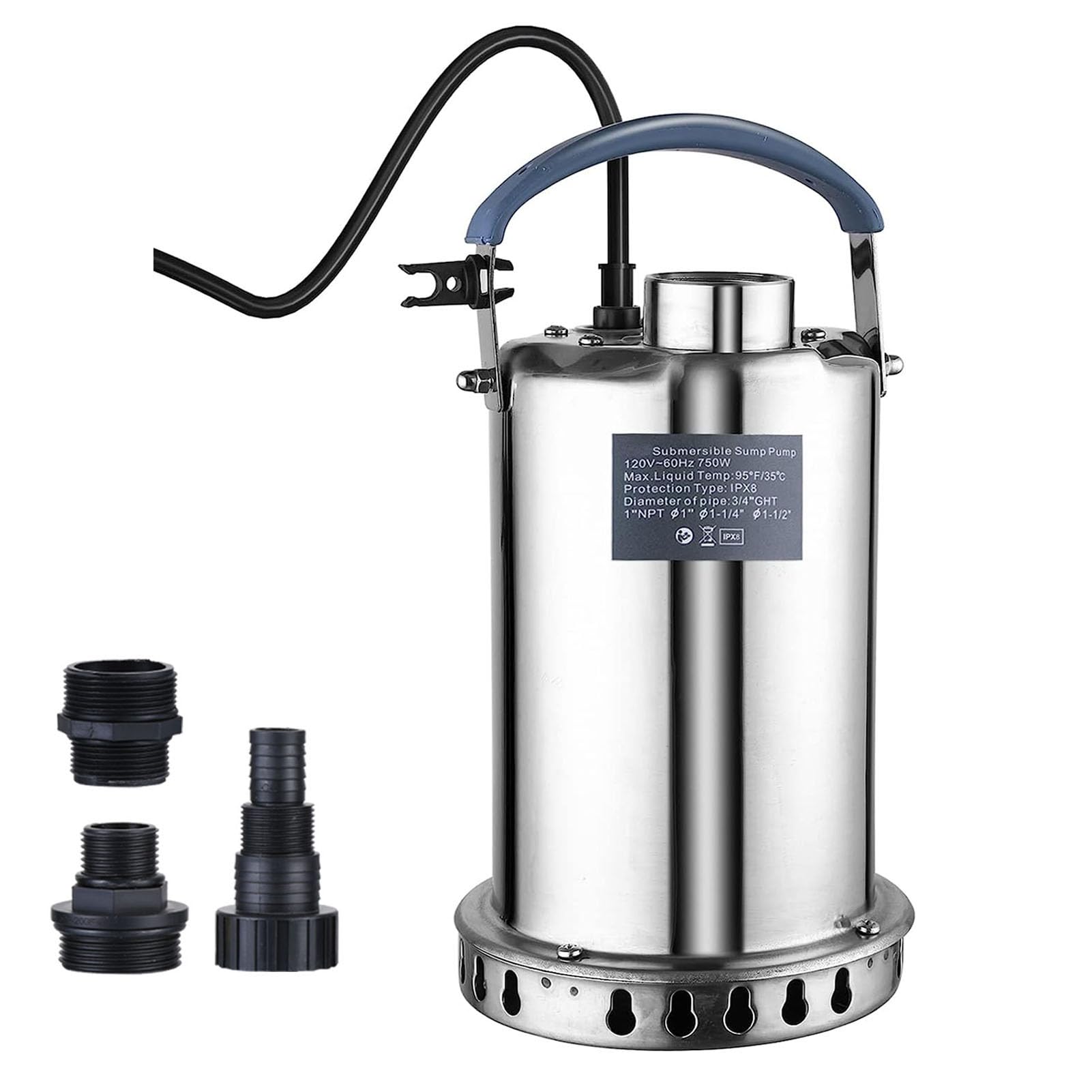 Submersible Sump Pump Stainless Steel Water Pump 1.5HP 5000GPH