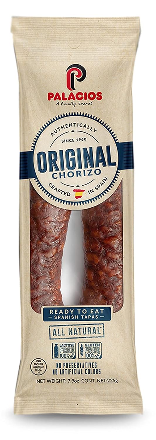 Chorizo Autentico Mild by Palacios. Imported from Spain. 7.9 Ounce