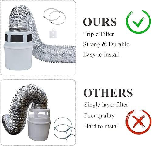 Miniatura 3 de VIWINVELA 3 EN 1 Kit de ventilación para secadora interior con cubo filtrante para secadora eléctrica con conducto Proflex de 4 pulgadas por 5 pies