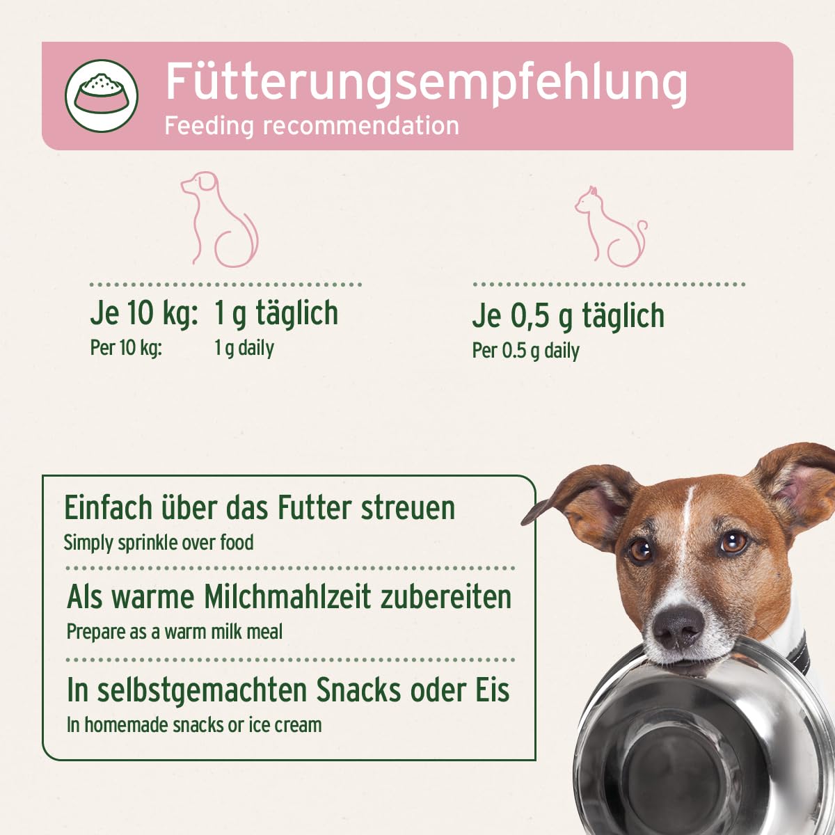 AniForte Ziegenmilch Pulver für Hunde 500 g - essentielle Nährstoffe für jedes Alter, für Immunsystem, Verdauung & Vitalität, als Muttermilchersatz