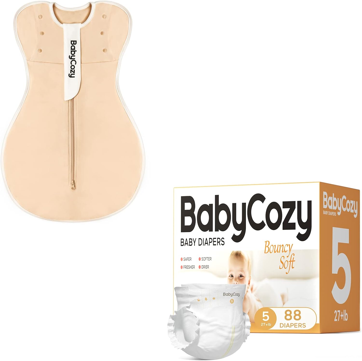 Babycozy Swaddle 100 Cotton, CelloShaped 3D Baby Swaddle, Baby Diapers Size 5 (27