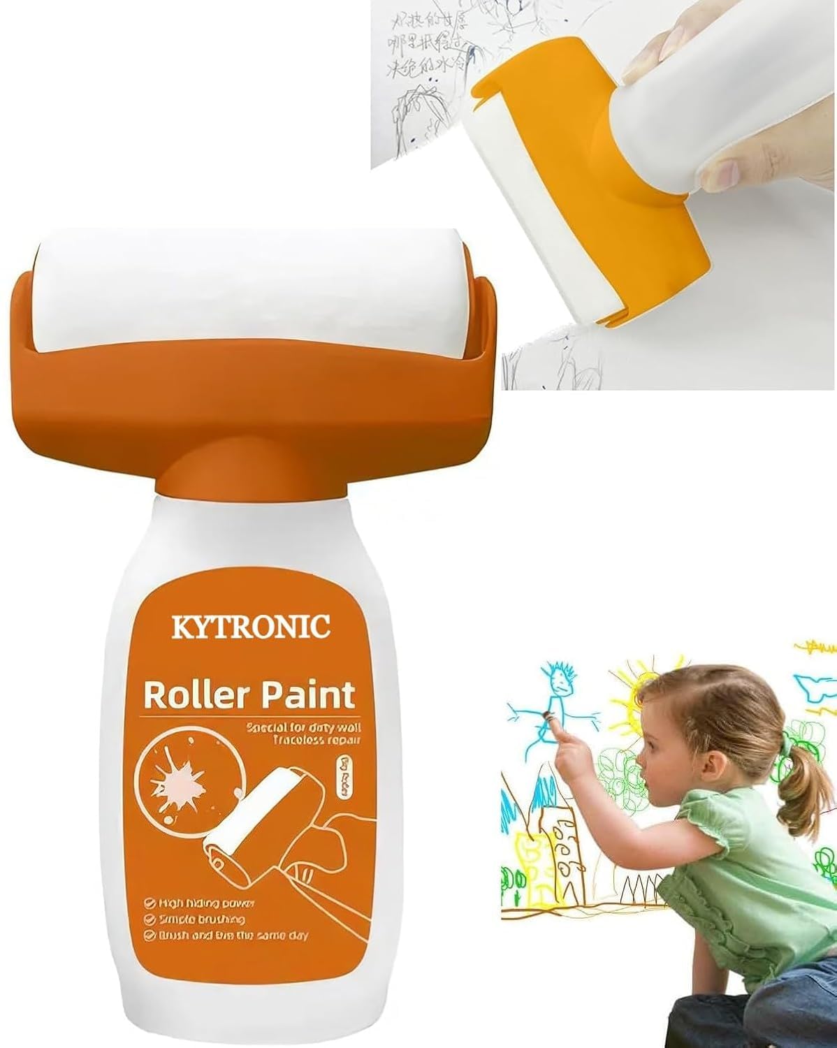 Roller Brush Wall Repair Tool, Portable Wall Repair Rolling Brush Suitable for Repairing Latex Paint Wall, Easy Cleaning Walls Fix Stains, Spot Remover Bathroom, Bedroom, Kitchen.. (B0DFH9GDVH) Amazon Price History, Amazon Price Tracker