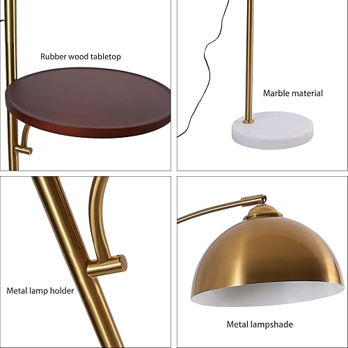 Miniatura 7 de OUKANING Lámpara de pie de decoración industrial con lámpara de escritorio rústica de metal ajustable, lámpara de libro para sala de estar,