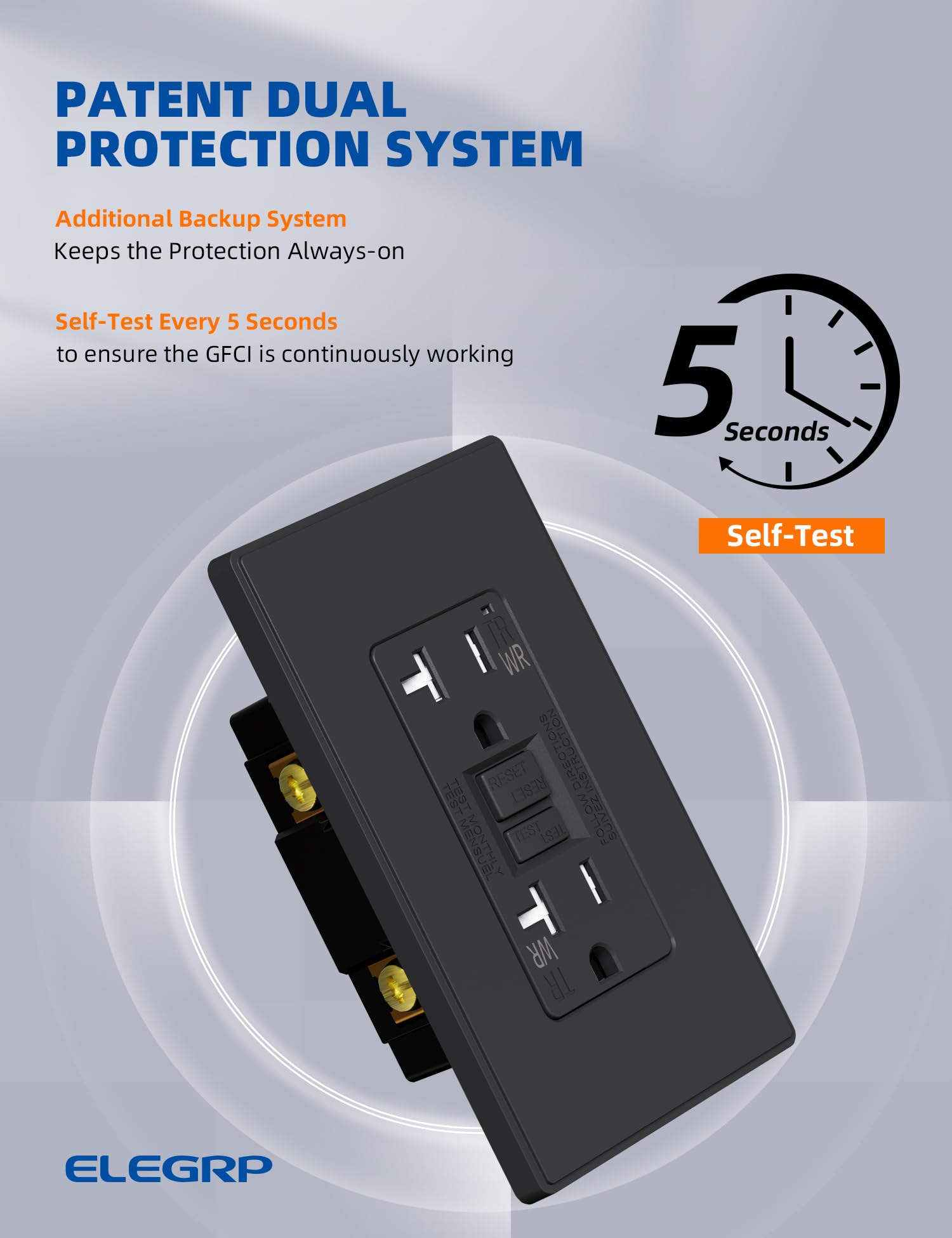 Tamper Resistant Receptacle ELEGRP GFCI & USB Outlet - AGUR-20L-42AC - View #5