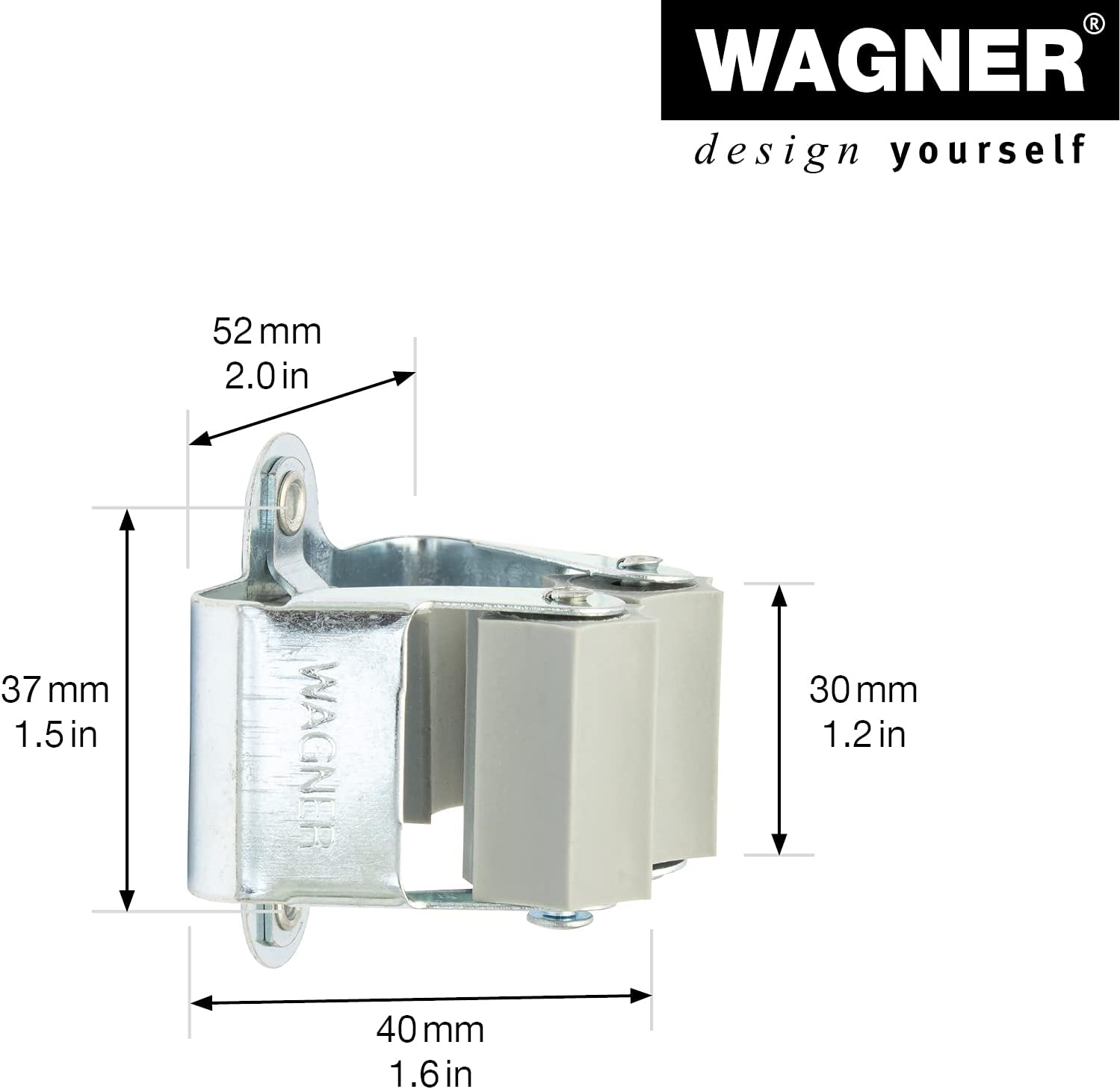 WAGNER - hooks4tools - Device Holder - Clip - 2.05 x 1.57 x 1.46 in, galvanised Steel, Plastic clamp for Devices, max. Diameter Ø 1.18 in, Load Capacity max. 4.41 lbs - 15204501