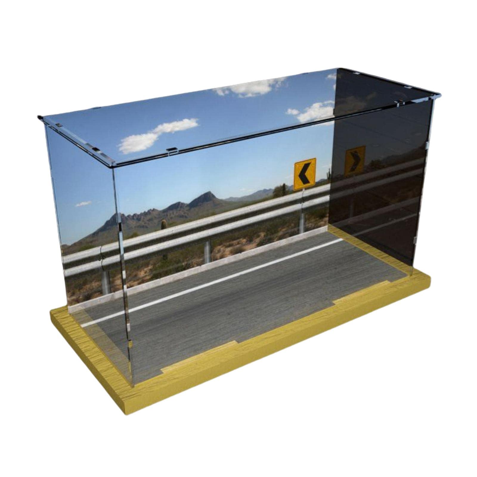 Gralara Escena de Estacionamiento en Miniatura 1/12 Caja de Vitrina Acrílica Expositora Estantería Soporte con Base de Acrílico Adecuada para Colecci, Madera de Alta Velocidad