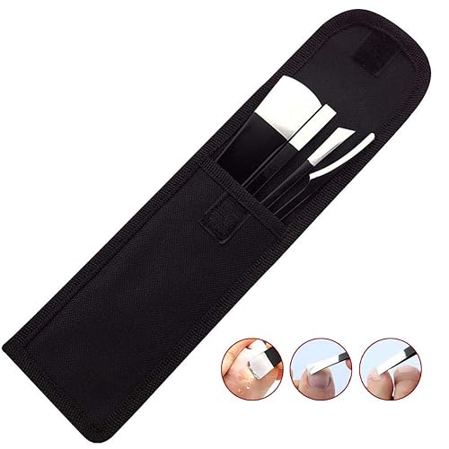 Miniatura 3 de Juego de cuchillos de pedicura, 4 piezas profesionales de acero inoxidable encarnadas herramientas con bolsa de almacenamiento, cuchillos de uñas,