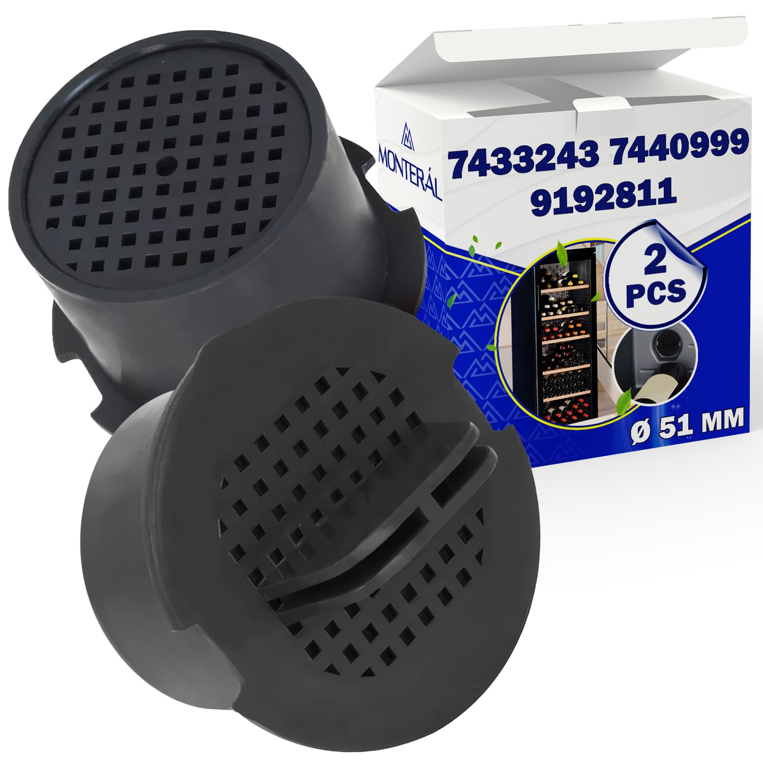 MONTERAL 2x Aktivkohlefilter Weinkühlschrank - 51mm Für Liebherr Miele Bosch