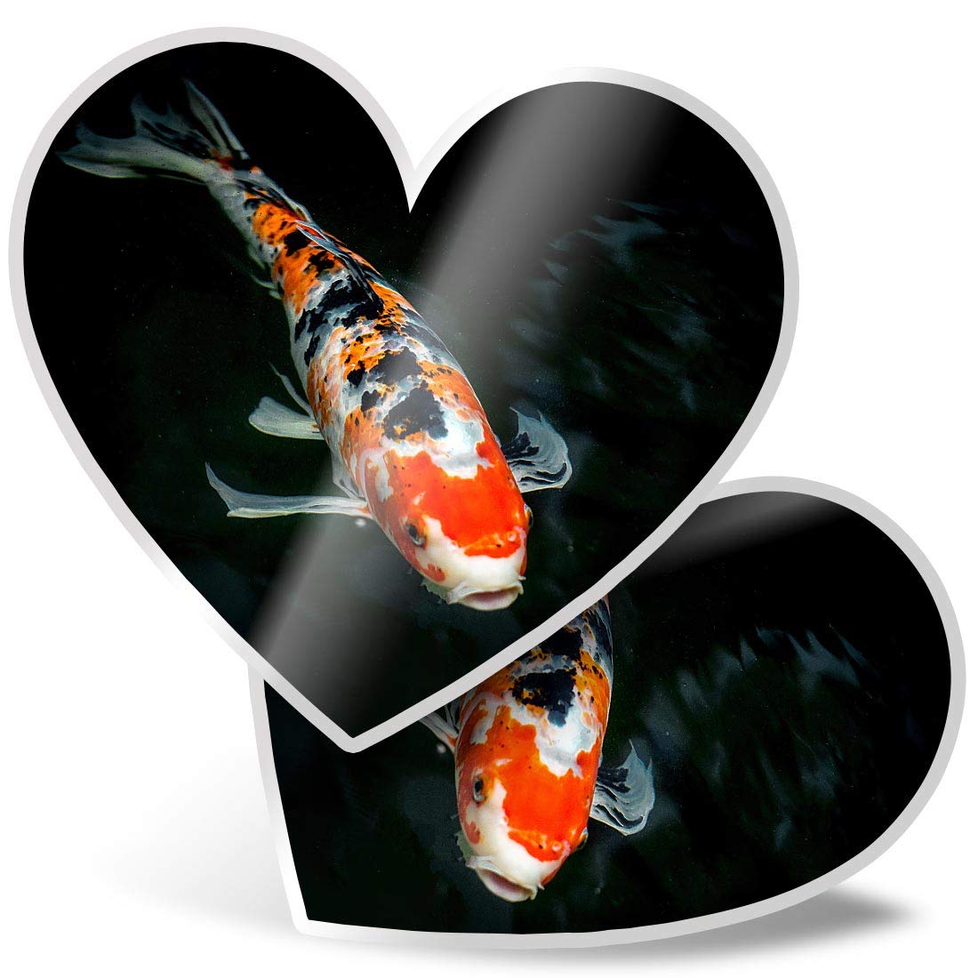 Destination Vinyl Ltd Multi 2 X 7.5Cm Heart Stickers - Koi Carp Fish Pond Goldfish Decals 45482