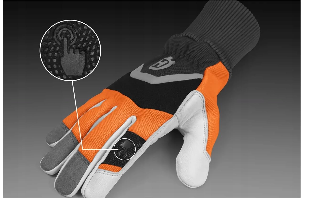 Husqvarna Functional Guantes de protección contra cortes talla 12 – Guantes forestales con protección contra cortes clase 0 (16 m/s), función táctil, piel de cabra, EN ISO 11393-4:2019