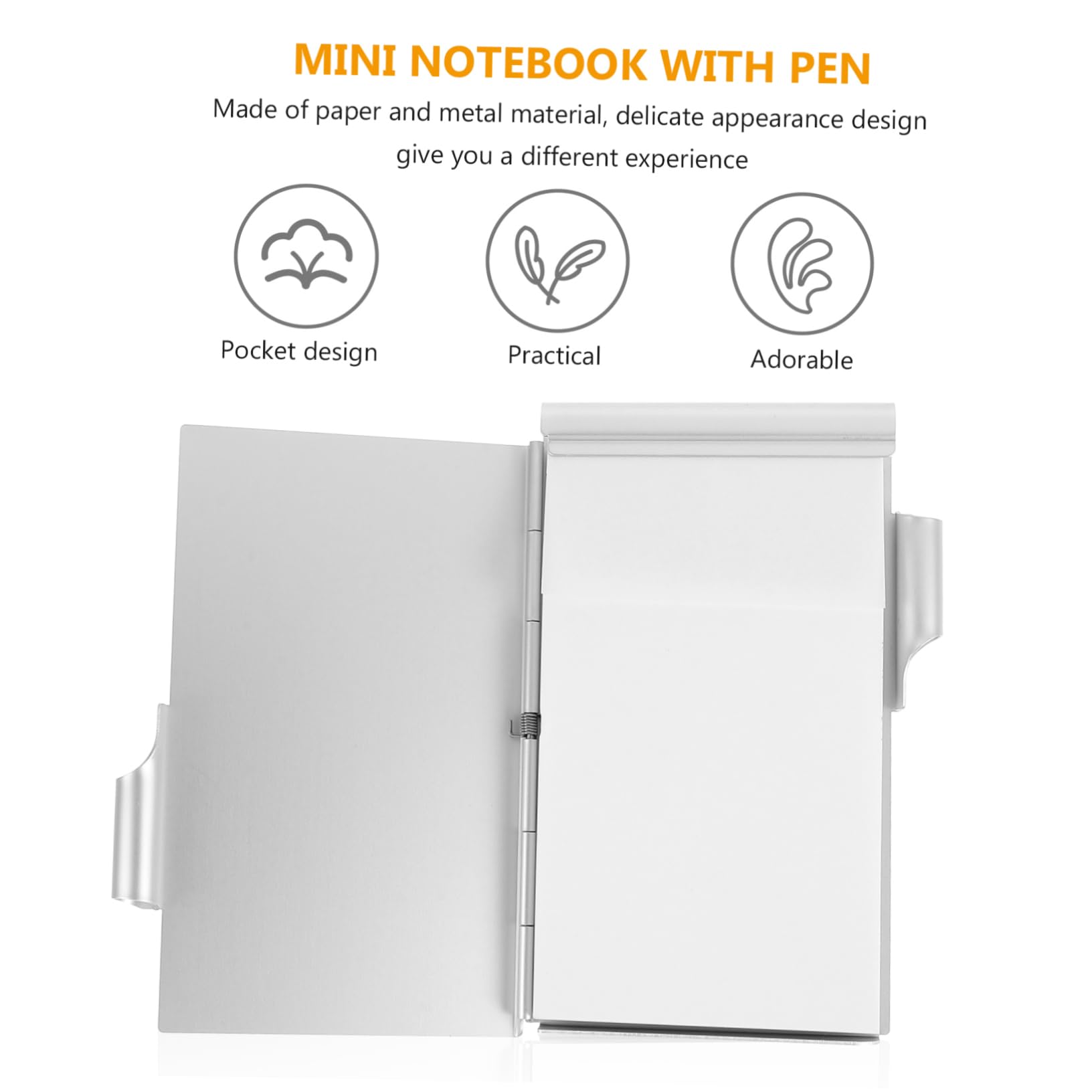 Lurrose 10stücke Pocket Notizbuch Mit Stift Tragbares Notizheft Für Büro Schule Und Zuhause Kreative Leicht Abreißbare Silbernes Design