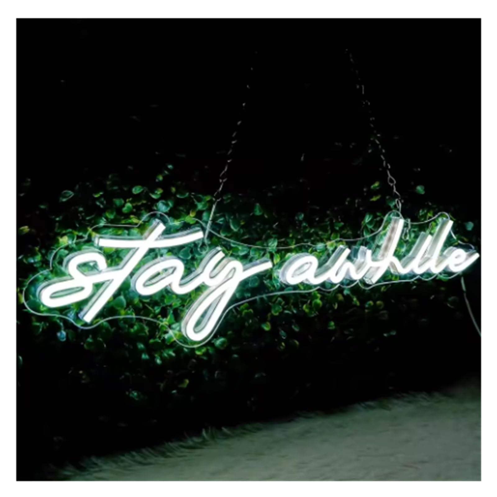 LEMST Sign Lamp Stay Awhile Neon Sign Dimmable Light USB Powered for Bedroom Home Room Pub Party Birthday Decor 50cmx12cm(B)