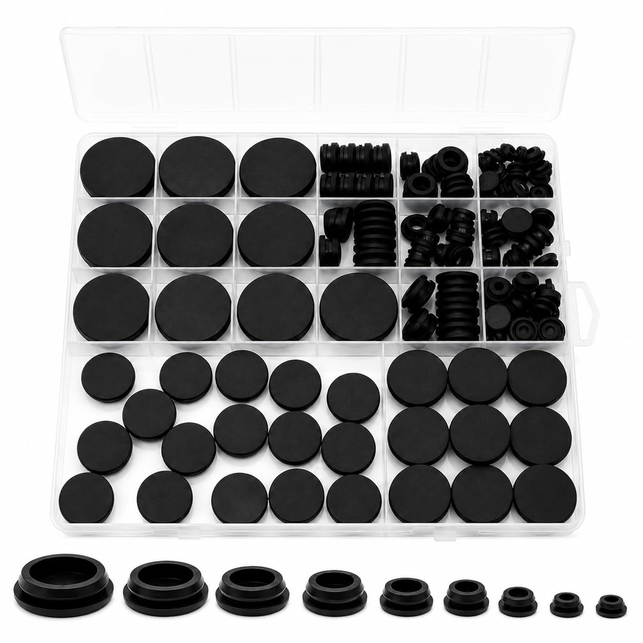 125 Pcs Rubber Grommets for Holes, 8 Sizes 5-25mm Waterproof Flexible Hole Plugs for Round Holes, Silicone Rubber Bungs for Cable Wiring, Pipe, Pump, Furniture, Workshop, Home Use and DIY Repair