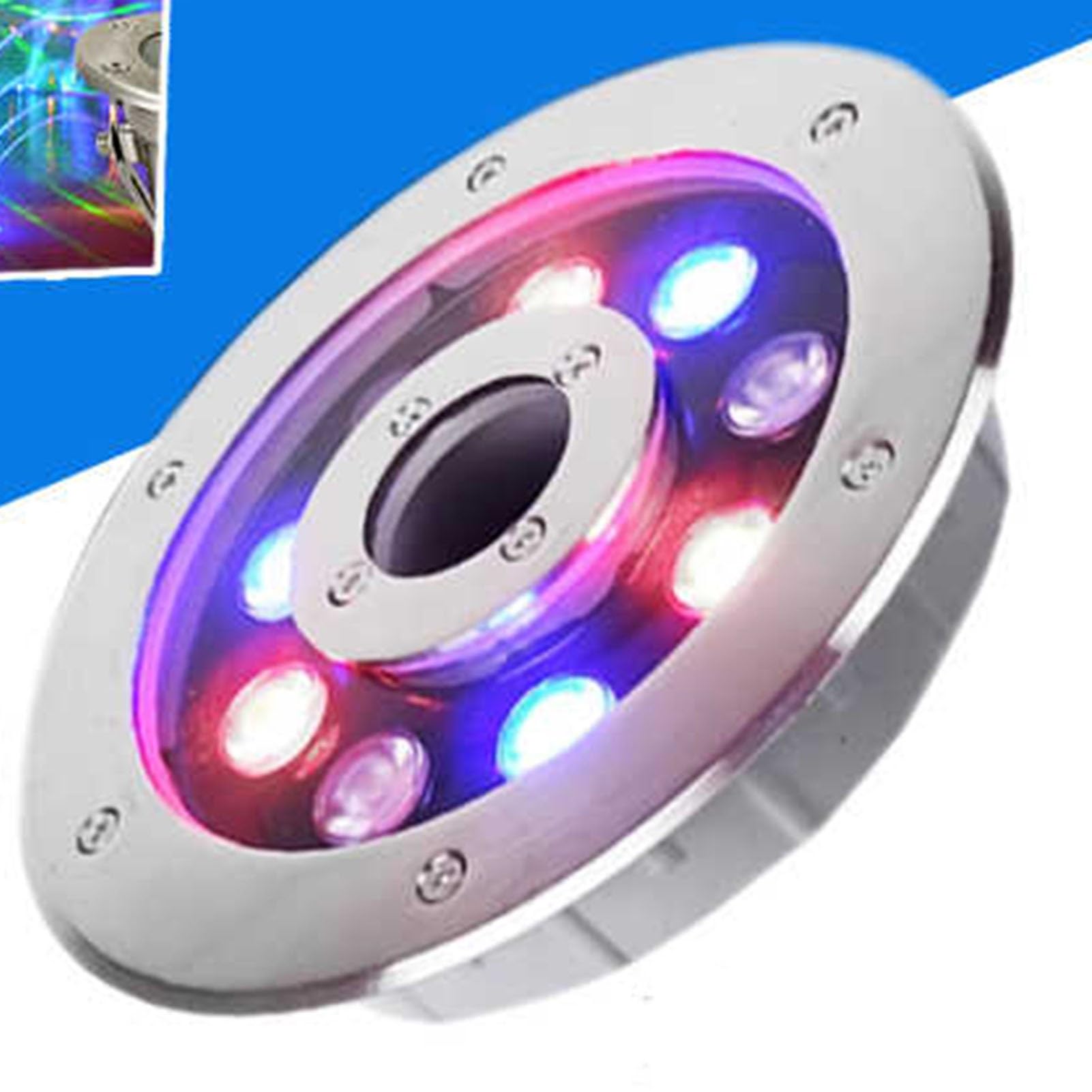 Anello Luminoso A LED per Fontana - Lampada Sommergibile Sottile per Piscina, 12V/24V IP68 Impermeabile, Illuminazione per Laghetto con Foro Centrale, Faretto LED Subacqueo(White,12w (24V))