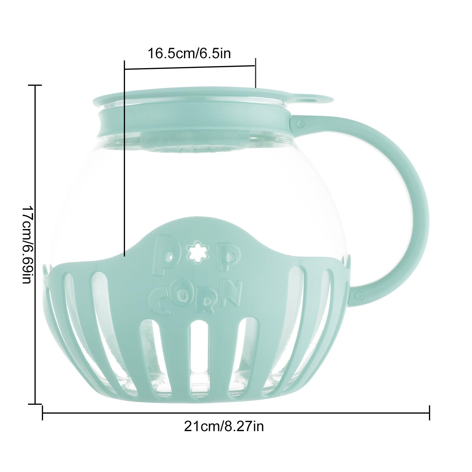 Máquina para hacer palomitas de maíz, olla para microondas, palomitas de maíz de aire, para microondas, microondas, palomitas de maíz, de cristal premium, sin BPA, apta para lavavajillas
