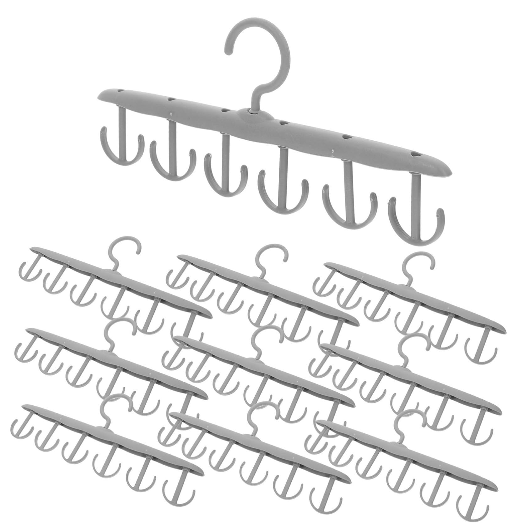 BESTYASH 10pcs Hat Hangers 12 Hook Rotating Coat Hanger Space-Saving Belt Hat Rack Heavy Duty for Home Closet Grey