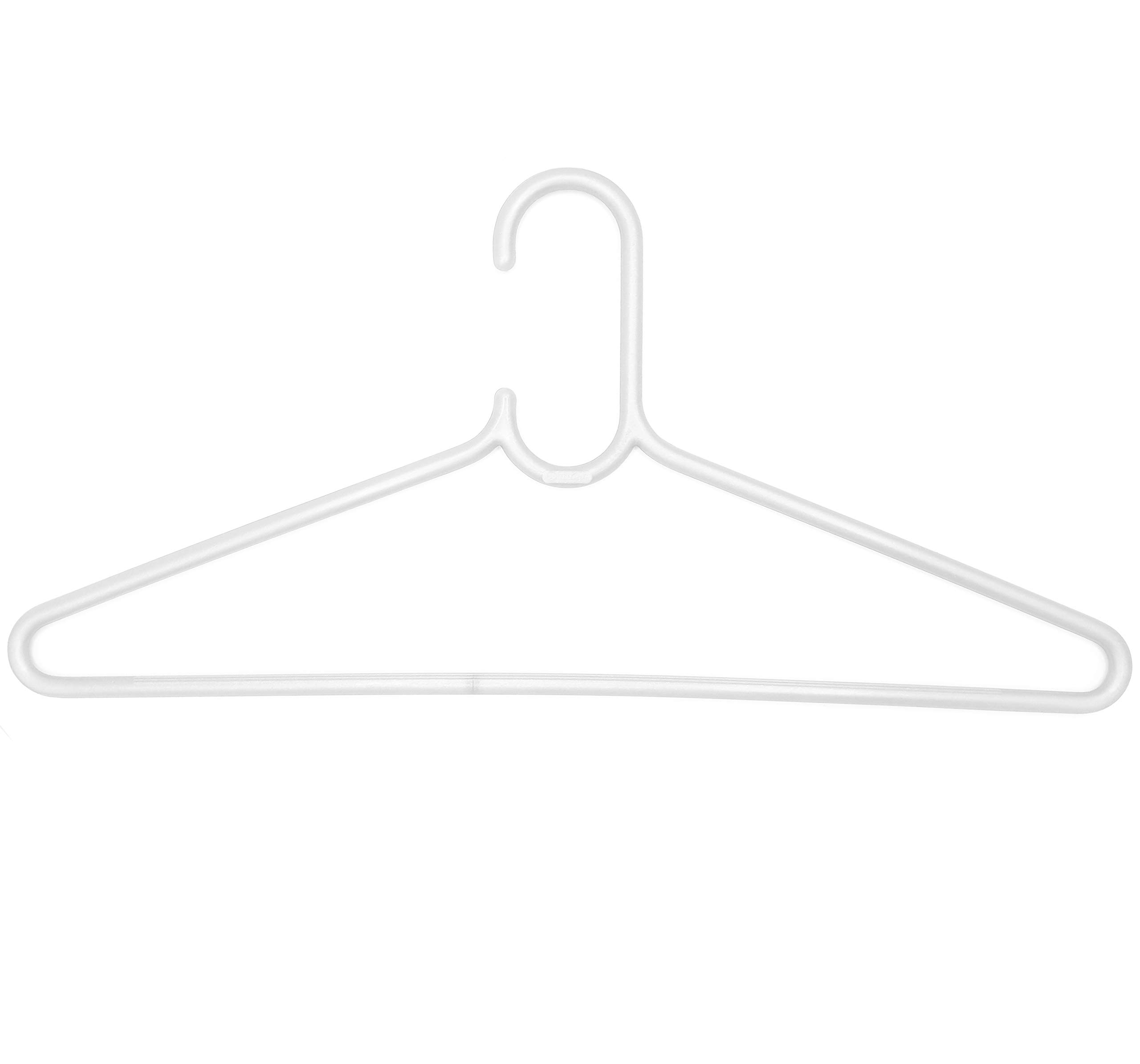 Plastard Kleiderbügel 75 Stück weiß aus Kunststoff belastbar platzsparend, Jackenbügel, Hosenbügel, für Hemden und Kostüme, Kleiderbügelhalter, Kleideraufbewahrung, Krawattenhalter