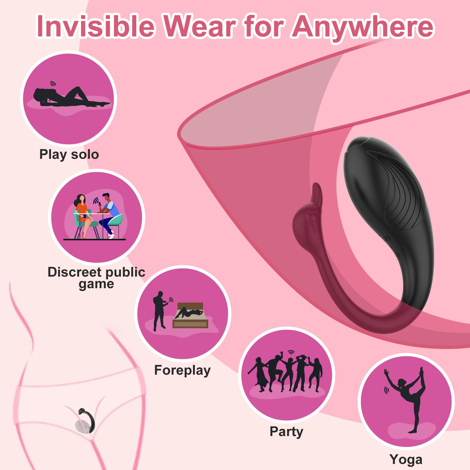 APP Control Wearable Vibrator for Women, Long Distance G spot Vibrator Bluetooth Couples Sex Toys, Clitoral Anal Stimulation Mini Vibrators with 9 Powerful Vibration Modes Female Sex Toy (): Black