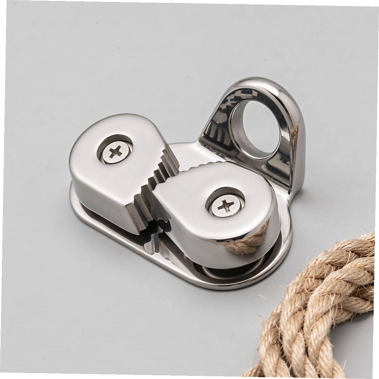 Toyvian 2 Pezzi Morsetto a Camma per Barca in Acciaio Inox con Guida per | Fissaggio Affidabile della Corda, Installazione senza Preforatura, Due Viti Autofilettanti Incluse, Argento