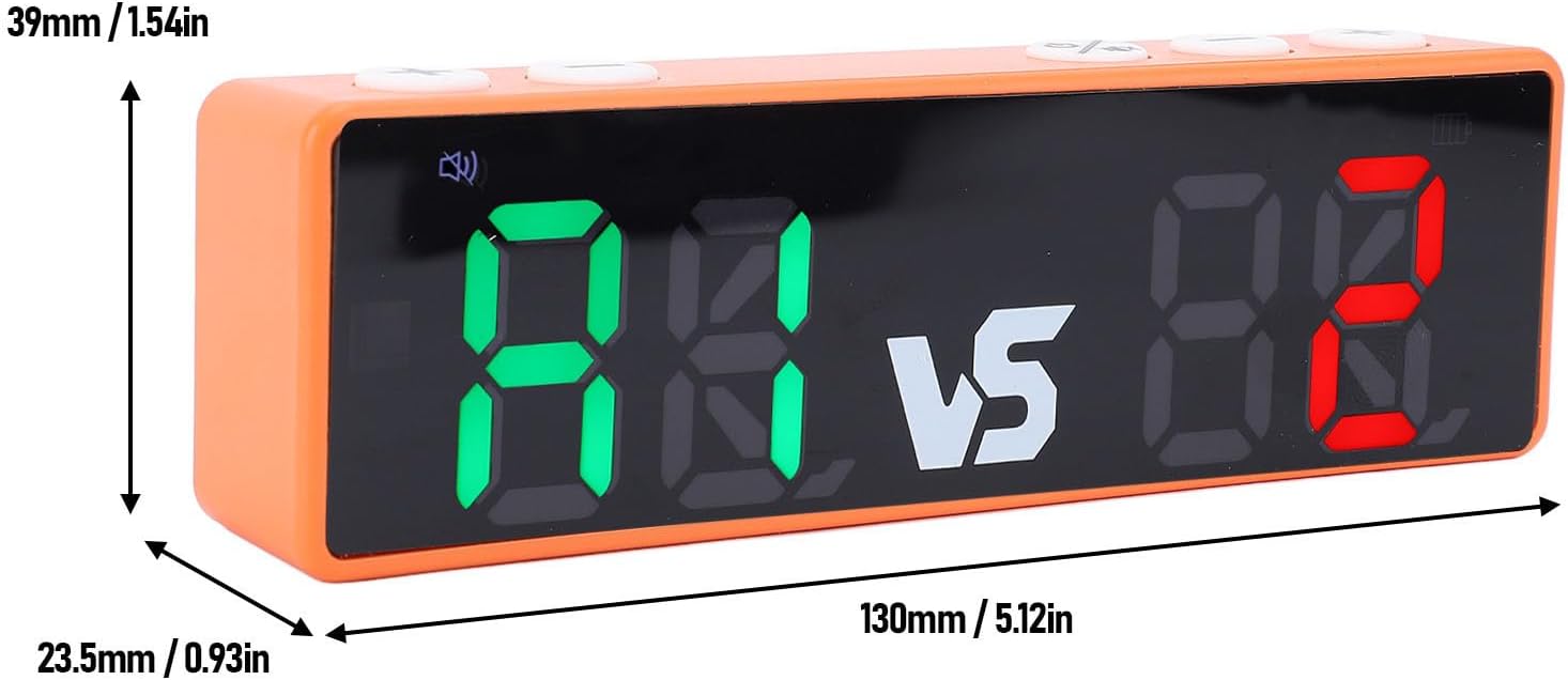 Mini Digital Scoreboard 4 Digits Bright LED Screen Loud Buzzer Rechargeable Portable Electronic Score Keeper for Sports Games Basketball Competition