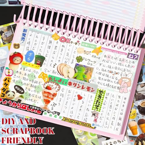 Image of ZURATO 45-Sheet Japanese Sticker Book with 800+ Stickers for DIY Crafts, Planner, Diary, Bullet Journal & Decoration, Retro Aesthetic Scrapbook Stickers for Journaling, (Red 800+ Sricker)