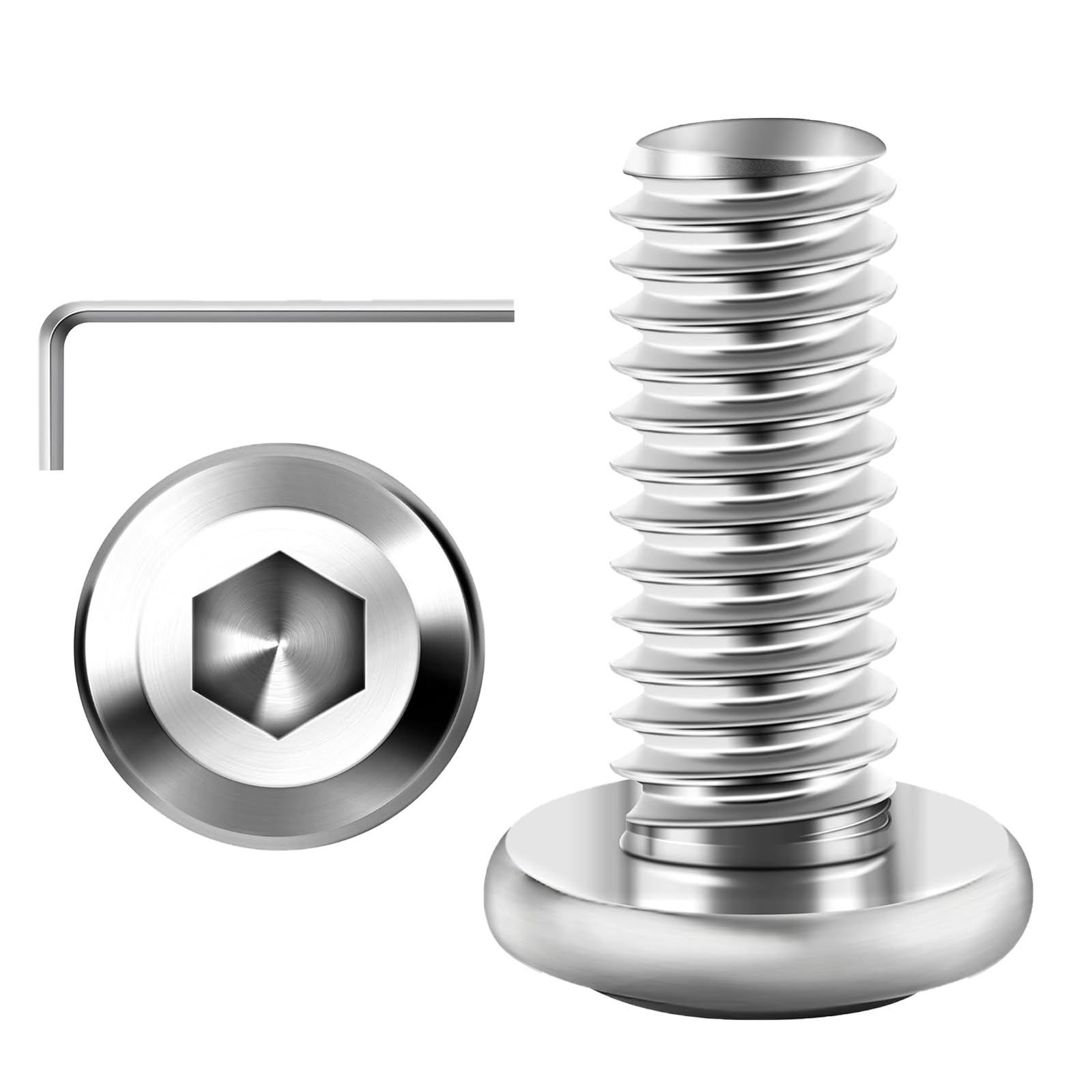 Valorada 20Pcs M8 Bolts, M8 x 12mm Flat Head Hex Socket Screws, 304 Stainless Steel Furniture Bolts
