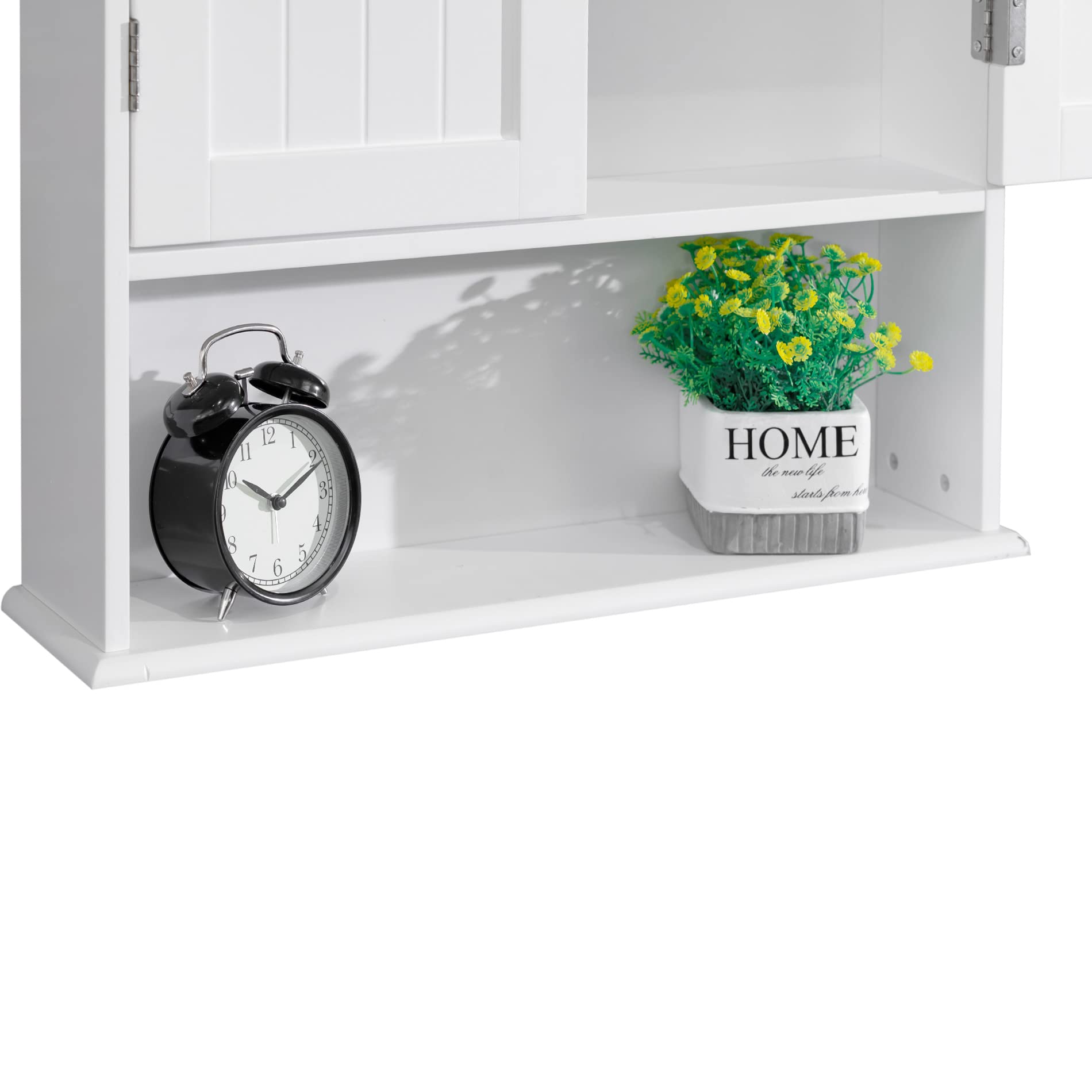 Rebecca Mobili Armario De Pared para Baño, MDF, Blanco, 2 Puertas, 1 Estante, Colgante, Dispensador De Maquillaje - Dimensiones: 58 × 56 × 12 cm (A x AN x FON) - Art. RE6679